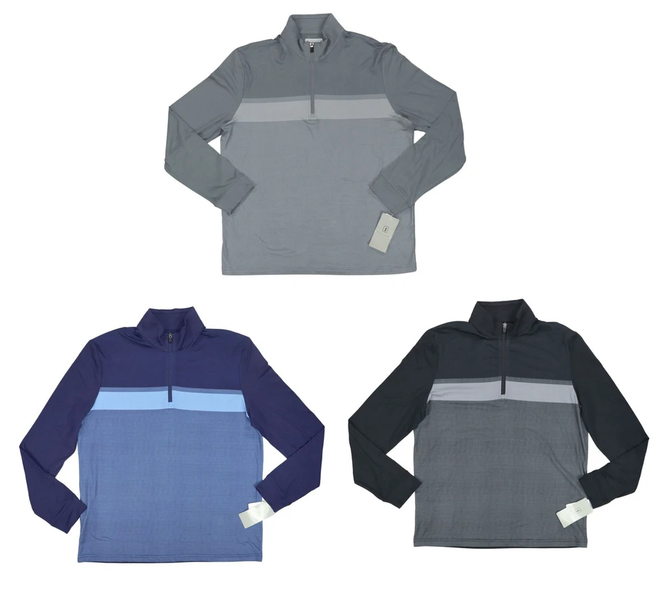 PGA Tour Chest Stripe Ombre 1/4 Zip Men's Golf Polo Shirt NWT Pick Size/Color - Image 1 of 1