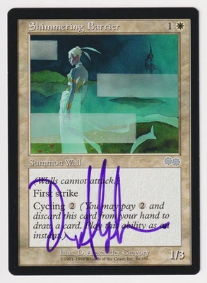 Purple Signed Shimmering Barrier MP Urza's Saga Artist D. Alexander Gregory MTG! - Image 1 of 2