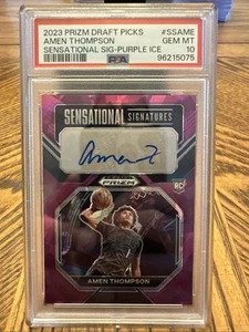 2023 Panini #SS-AME Amen Thompson Purple Pulsar Draft Picks (RC) Signature, /49 - Picture 1 of 3