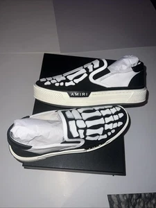 Scarpe sneakers basse slip-on Amiri Skeleton nere bianche, taglia US 9 EUR 42 - Foto 1 di 13