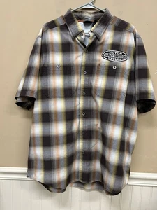 Harley Davidson Performance Plaid Shirt Mens XL Short Sleeve Vented Logo Patch - Picture 1 of 7