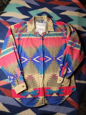 Vintage Woolrich Aztec Flannel Shirt Mens Large Southwestern Button Up USA 90s - Image 1 of 4