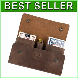 Bourbon braun Vollnarbenleder Spielkarten Etui - handgefertigter Reiseschutz - Bild 1 von 9