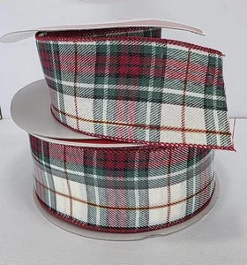 Red & Green Plaid Wired Ribbon 2.5" Width Christmas Ribbon Celebrate It New - Picture 1 of 6
