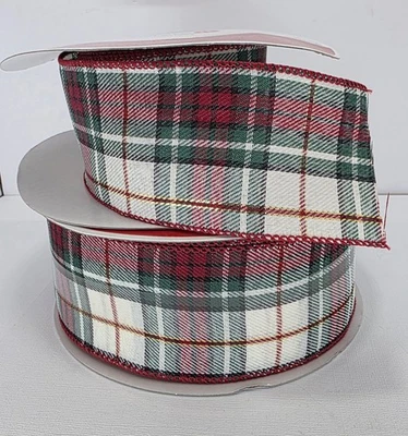 Red & Green Plaid Wired Ribbon 2.5" Width Christmas Ribbon Celebrate It New - Image 1 of 4