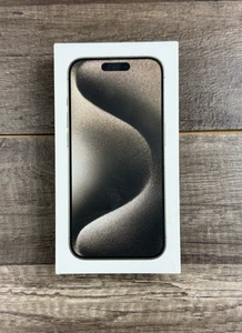 Véritable APPLE iPhone 15 Pro BOITE VIDE UNIQUEMENT - TITANE NATUREL avec manuel - Photo 1 sur 6