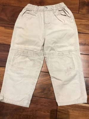 Pantalones chinos rectos beige talla 3T cintura elástica 100 % algodón TCP para niños pequeños Foto 1 de 4
