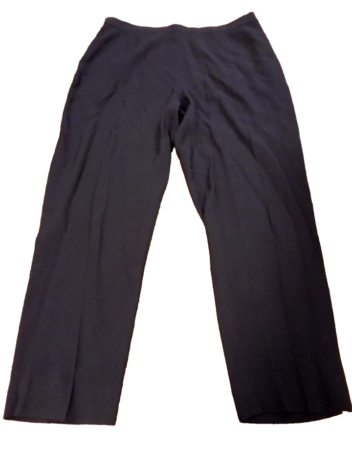Pantalones MARINA RINALDI Talla 23 100% Lana Azul Marino Oscuro Carrera Informal 34"x27" Cremallera Lateral Foto 1 de 4