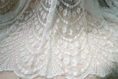 Soft Elegant Floral Chantilly Lace Fabric for Wedding Gown Boho Dress Prom Dress - Image 1 of 4