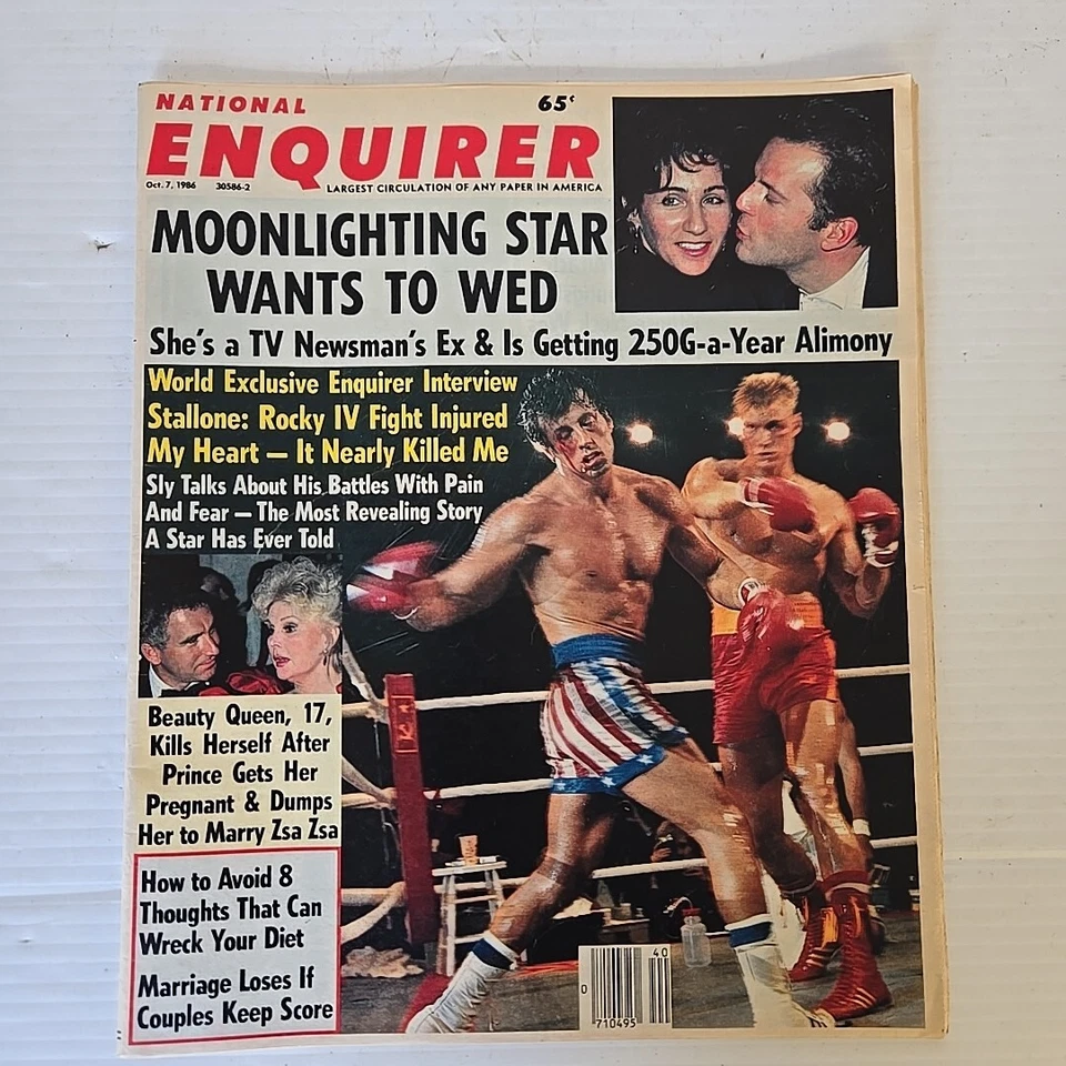 National Enquirer Magazine October 7 1986 Sylvester Stallone Interview Rocky IV - Image 1 of 1