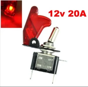 2 Toggle Switch 12 Volt 20A SPST ON/OFF Car Truck Boat ATV-Red Cover/Red LED - Picture 1 of 3