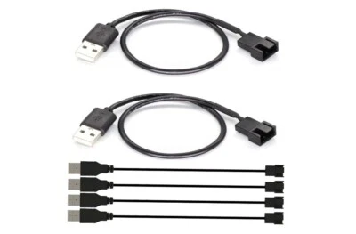 USB to 3/4-Pin Fan Power Adapter Cable 5V Sleeved Cord for PC Case or 5V Fans - Image 1 of 4