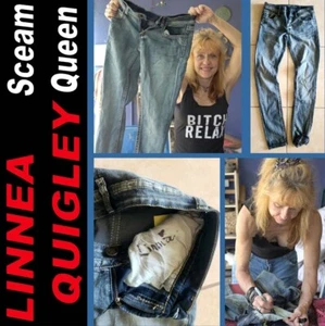 LINNEA QUIGLEY:Scream Queen Personally Owned Worn Signed Wardrobe Jeans - Picture 1 of 5