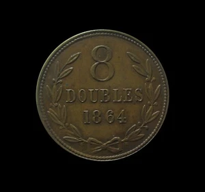 GUERNESEY 8 DOUBLES 1864 KM 7 #180# - Picture 1 of 3