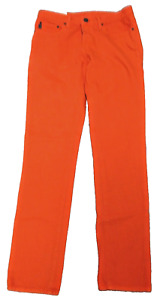 Mens Orange Skinny Jeans Abercrombie Fitch Button Fly 32 x 34 Cotton 5 Pockets