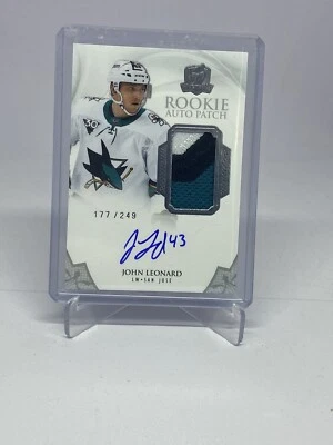 2020-21 THE CUP ROOKIE PATCH AUTO JOHN LEONARD RC RPA #/249 Sharks Predators - Image 1 of 2