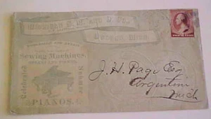 US  #210 PIANO PICTORIAL ALL OVER AD  SEWING MACHINE OWOSSO MICHIGAN  - Picture 1 of 1