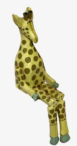 Vintage Wood Giraffe Folkart Shelf Sitter Safari Decor - Picture 1 of 9