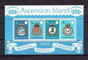 ASCENSION ISLAND - 1970 ROYAL NAVY CRESTS SOUVENIR SHEET - SCOTT 137a - MNH - Picture 1 of 1