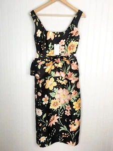 NWT Tuckernuck Jacquard Floral Mia Midi Dress Sz 4 Black Sleeveless Peplum - Picture 1 of 6