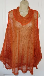 NEW Womens🦋FLORENCE🦋b.orange stretch pockets sheer net longline top size 20/22 - Picture 1 of 4