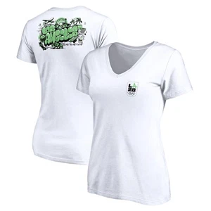 Women's White LA 2028 Summer Olympics City V-Neck T-Shirt - Picture 1 of 3