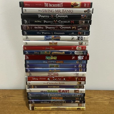 Lot of 24 Disney Family DVD Movies - Pixar, Frozen, Pirates & More Foto 1 de 4