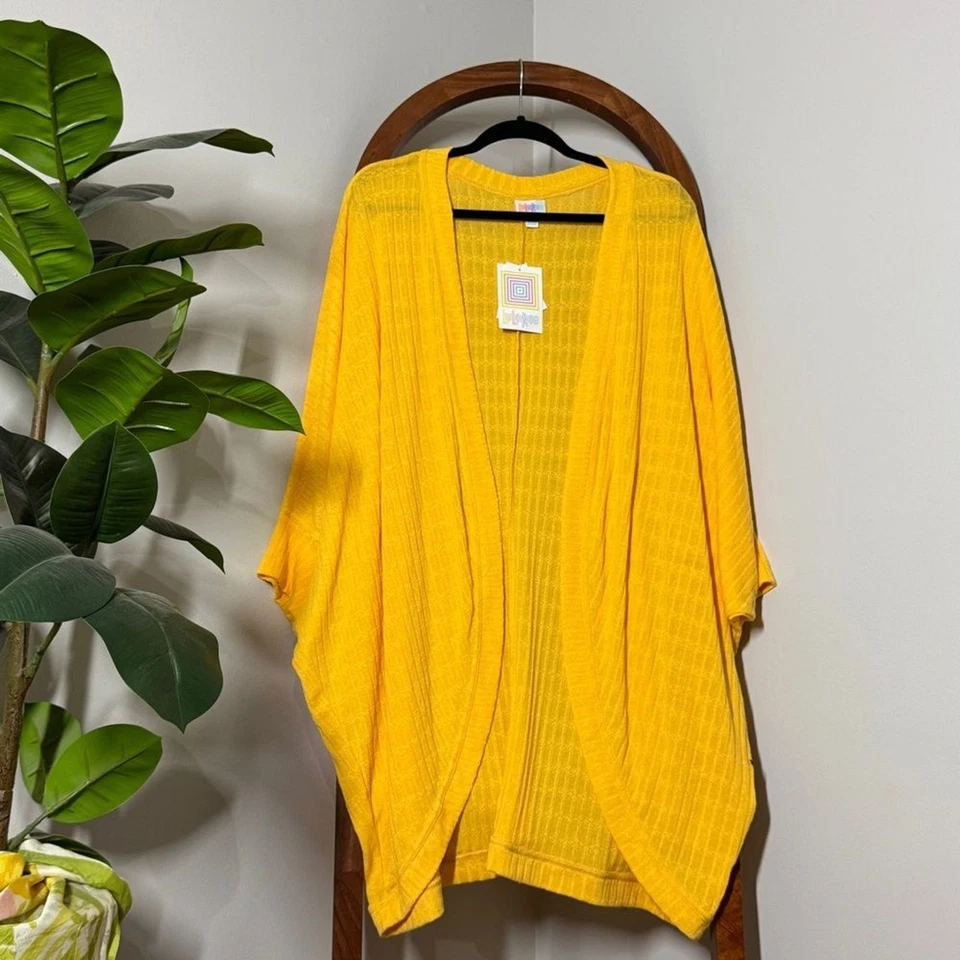 Lularoe XL Tracy Yellow Open Front Cocoon Cardigan - Image 1 of 4