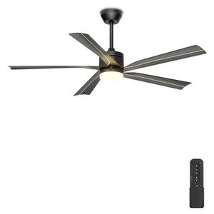 56" Ceiling Fan with Light, Black Ceiling Fan Remote Control - 3CCT, Quiet DC... - Picture 1 of 7