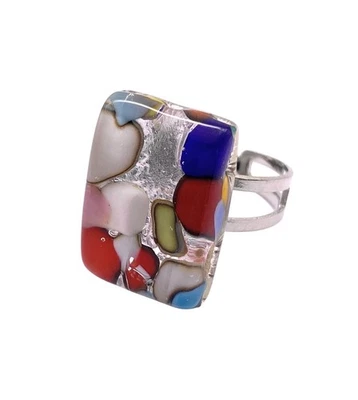 Murano Glass Ring Handmade Venetian Glass Ring Adjustable Ring 2cm x 1.5cm MGR2 - Image 1 of 4