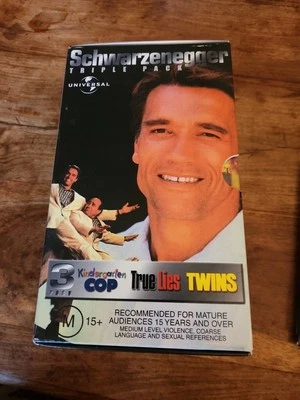 Schwarzenegger Triple Pack Kindergarten Cop / True Lies / Twins PAL VHS Videos - Image 1 of 4