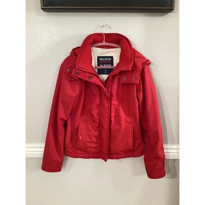 Abrigo chaqueta con capucha Hollister rojo para todo clima para mujer talla S Foto 1 de 4