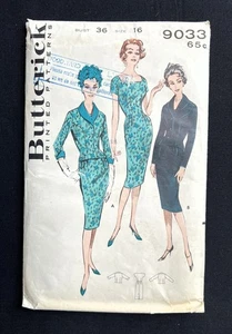 Butterick 9033 Misses Dress & Jacket Vintage 1959 Pattern size 16 Bust 36" Uncut - Bild 1 von 2