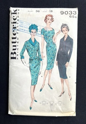 Butterick 9033 Misses Dress & Jacket Vintage 1959 Pattern size 16 Bust 36" Uncut - Image 1 of 2