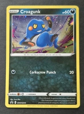 Pokemon TCG Croagunk Sword & Shield SWSH245 Black Star Promo Cosmos Holo Card - Image 1 of 2