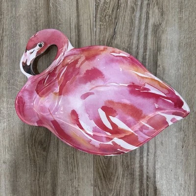 Aura In Pink Flamingo Melamine Platter Tray 15”x 10”x 1.5” - Image 1 of 4