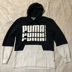 PUMA Pullover With Hoodie, Uni-sex, Puma Logo And Pockets , Black/ White, S - Picture 1 of 5