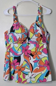 Lane Bryant Floral Tankini White Swim Top Size 38DD With Wire - Picture 1 of 8