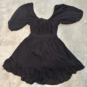 Cottagecore Kleid Damen Gr. L schwarz Puffärmel Whimsigoth dunkel Bauern Prärie - Bild 1 von 9