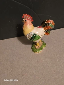 NEU Schmuck Hahn Emaille Andenken Schmuckschatulle - aufklappbar, Magnetverschluss - Bild 1 von 7