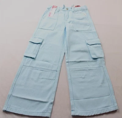 Gogo Star Girls Faux Barrel 100% Cotton Cargo Pants CN6 Pastel Blue Size 12 NWT - Image 1 of 4