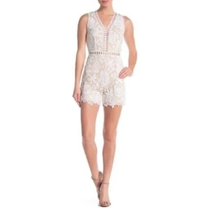 Love By Design Women's Sleeveless Lace Romper in White X-Small MSRP $88 - Picture 1 of 3