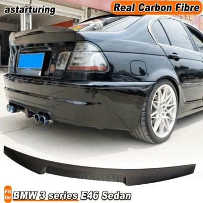 Fit For BMW 3 series E46 Sedan 1998-2005 REAL Carbon Rear Boot Trunk Lip Spoiler - image 1 of 4