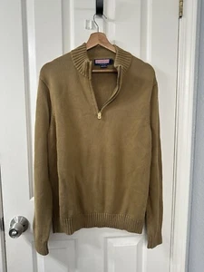 Suéter tejido Vineyard Vines 1/4 cremallera para hombre L marrón liso tostado clásico - Imagen 1 de 7