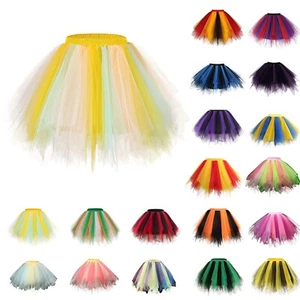 Women Tutu Skirt Muticolored Layered Tulle Skirts Petticoat Ballet Bubble Skirt - Picture 1 of 21