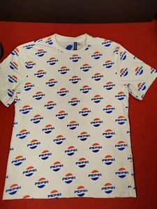 Pepsi Cola T Shirt Men's Small All Over Print White - Picture 1 of 7