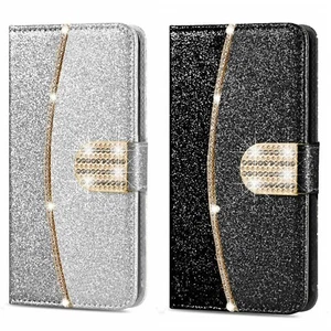 Glitter Diamond Bling Leather Wallet Card Holder Case For iPhone X XS Max XR - Picture 1 of 5