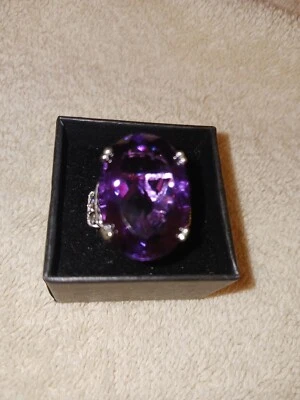 Size 8 Sterling Ring 25 X 18 mm Lusaka Amethyst & Moissanite (31.75TCW) (606) - Image 1 of 4