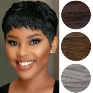 False Hair Short Straight Wig Synthetic Wigs with Bangs for Women - Picture 1 of 13