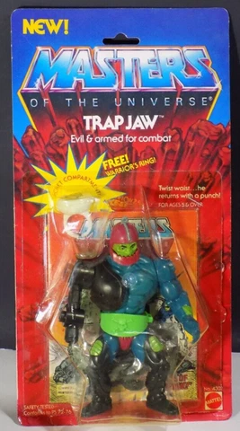 Complete 1982 TRAP JAW He-Man Figure Masters of the Universe Card Blister & Ring Cover